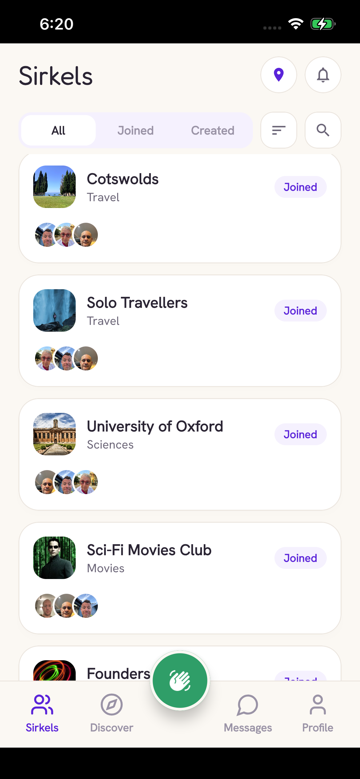 Sirkel app home